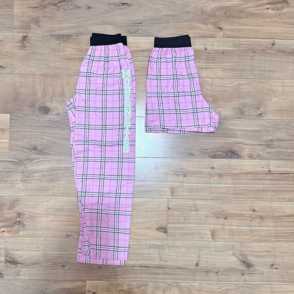 Set of boxercraft Women Pink and Black Plaid Leggings and Short